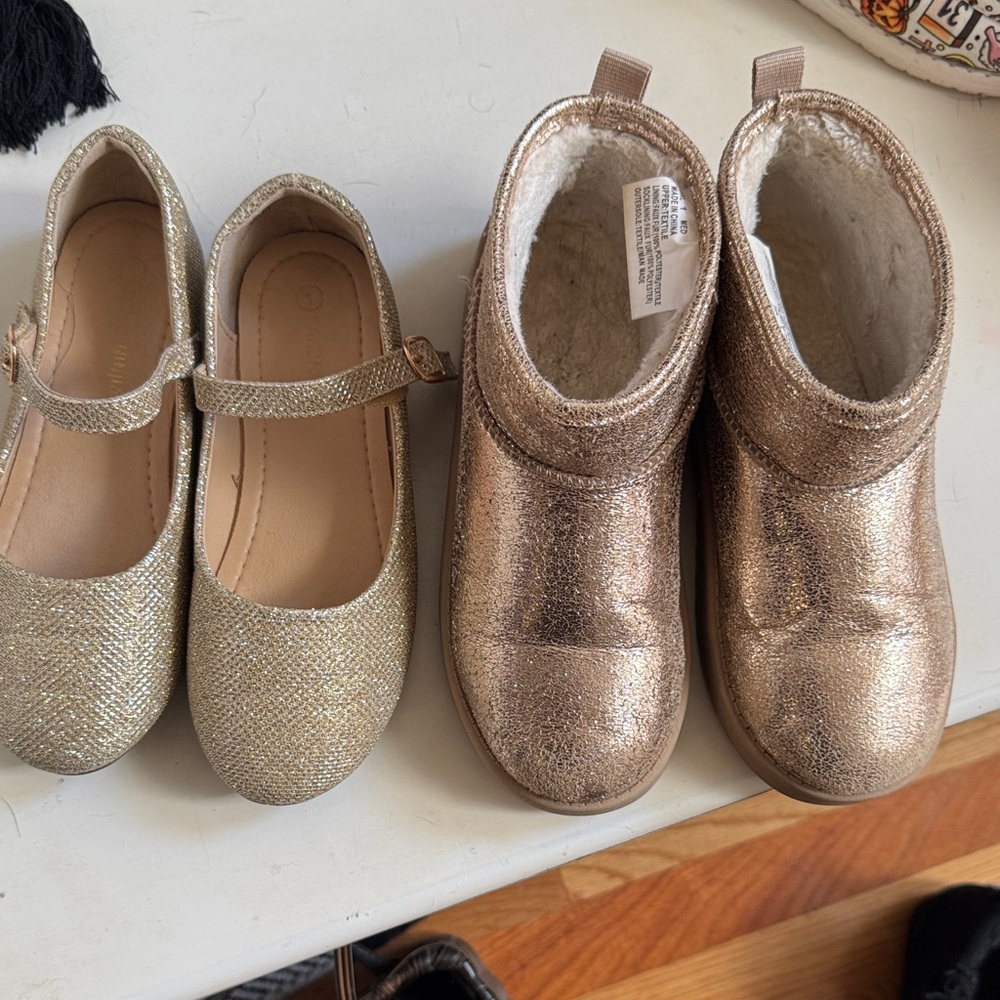 Gold and Bronze Kids Shoes Set